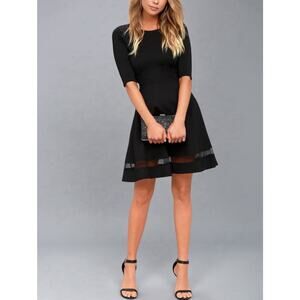 Lulus Little Black Dress Fit & Flare Cocktail Party Semi Formal Sheer Hem Sz XL